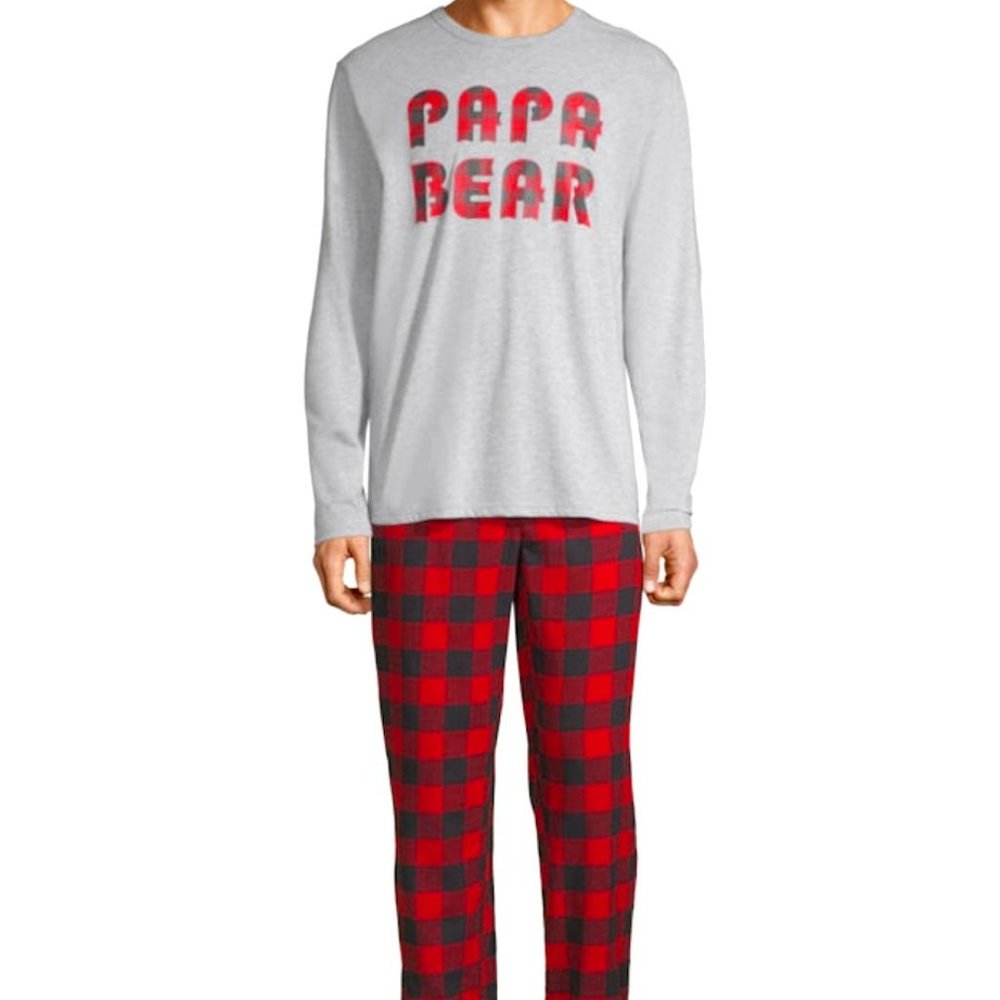 Christmas Plaid PAPA BEAR 2 Piece Set -Men's small